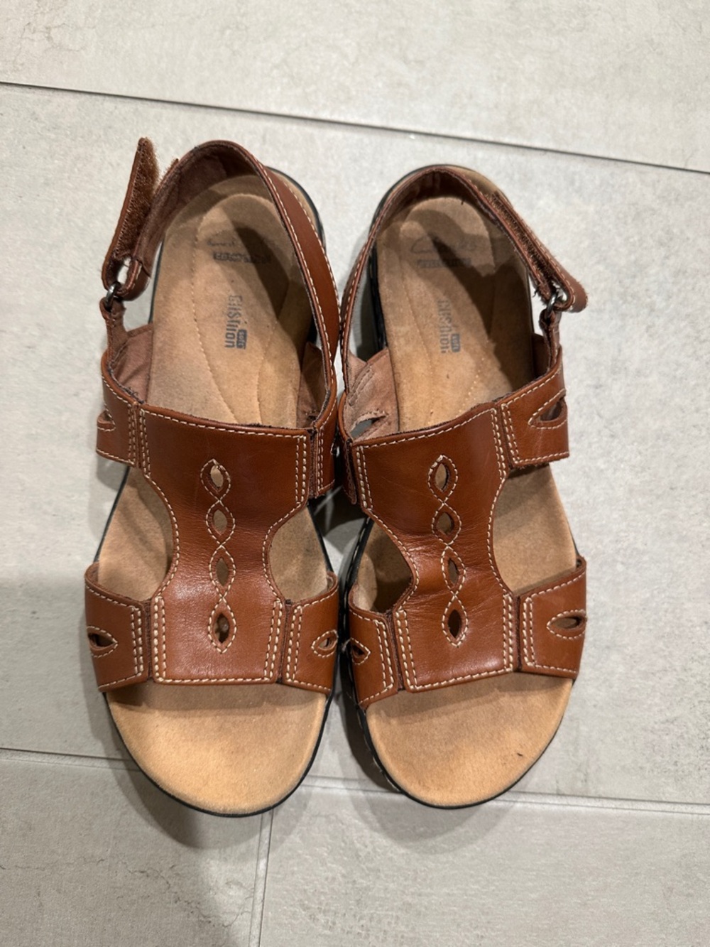 Clarks Brown Leather Womens Sandals